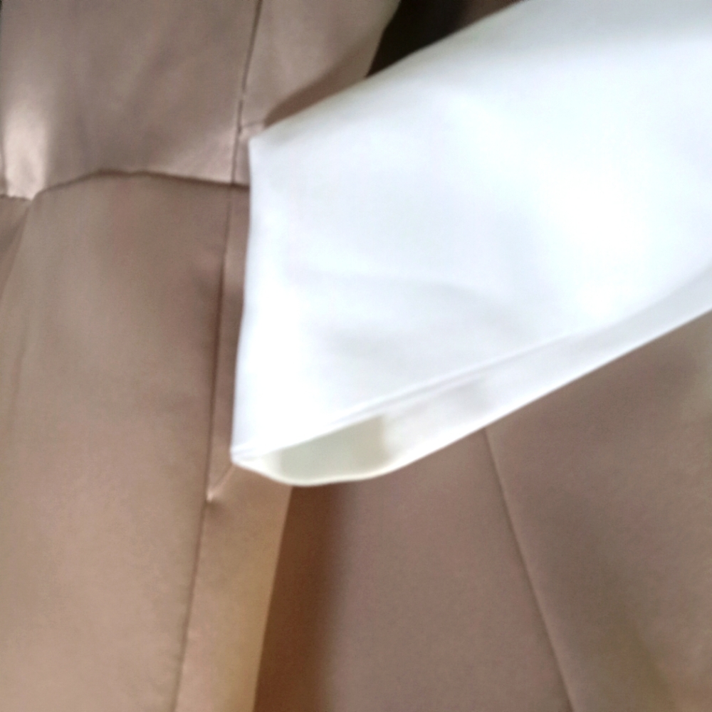 Mori Lee Mini Dress Toffee And Champagne Color With Shocking White Bow - Picture 8 of 9